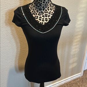 Everyday brand black top, short sleeve, 100% rayon, super comfortable, size M